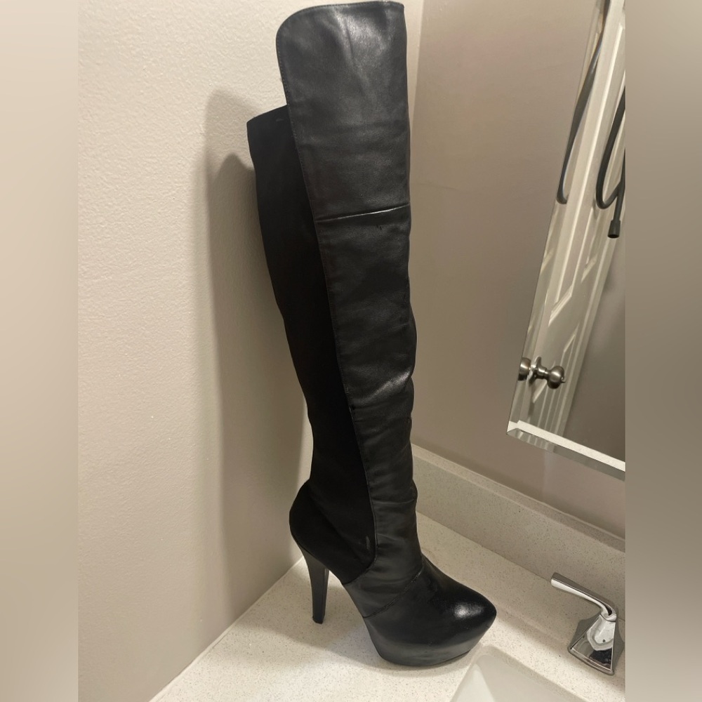 Black Knee High Platform Stiletto Boots Sz 11